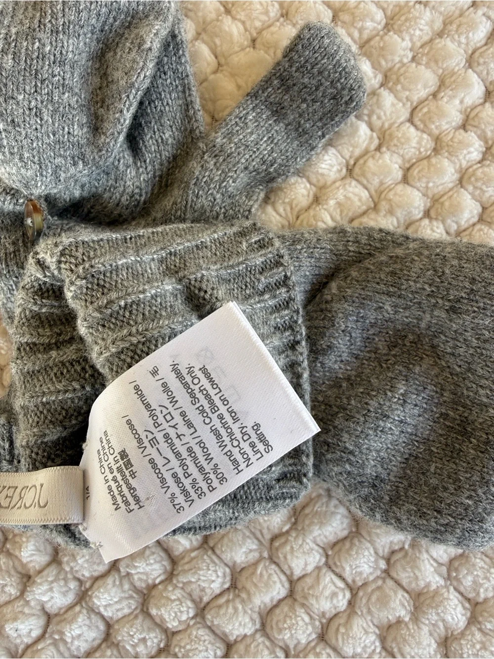 J. Crew Gray Knit Convertible Mittens with Button